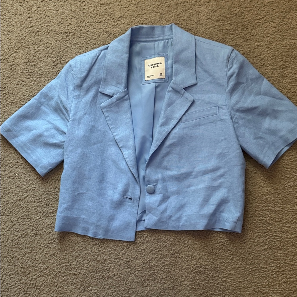 Abercrombie & Fitch Light Blue Short Sleeve Blazer